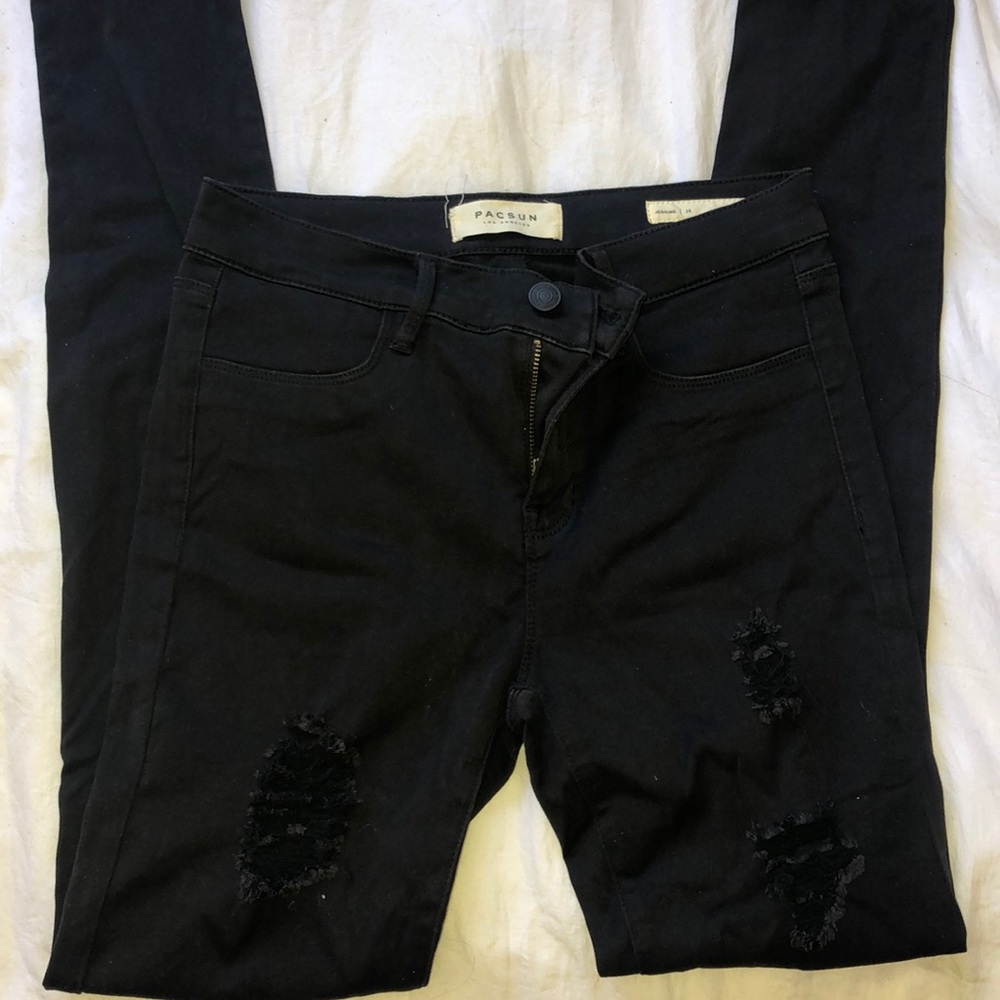 Distressed High Waisted Black Jeans
